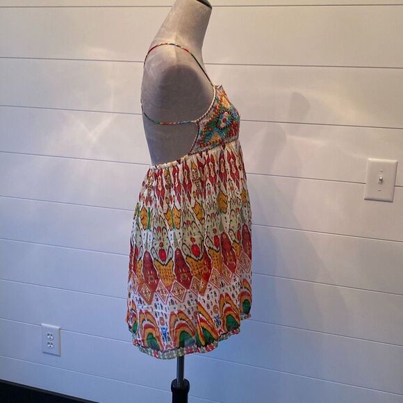 ZARA Multicolor Embroidered Strappy Back Boho Mini Dress NWT XS - Picture 5 of 12